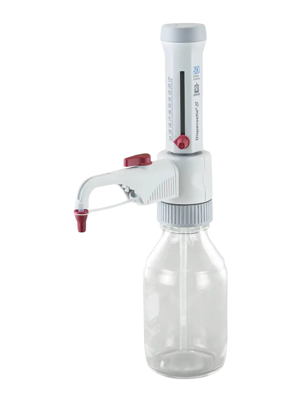Bottle-Top Dispenser, Dispensette® S, With Recirculation Valve 10-100 ml Adjustable Volume (Analog), 0,5 ml Accuracy, 1 ml Subdivision