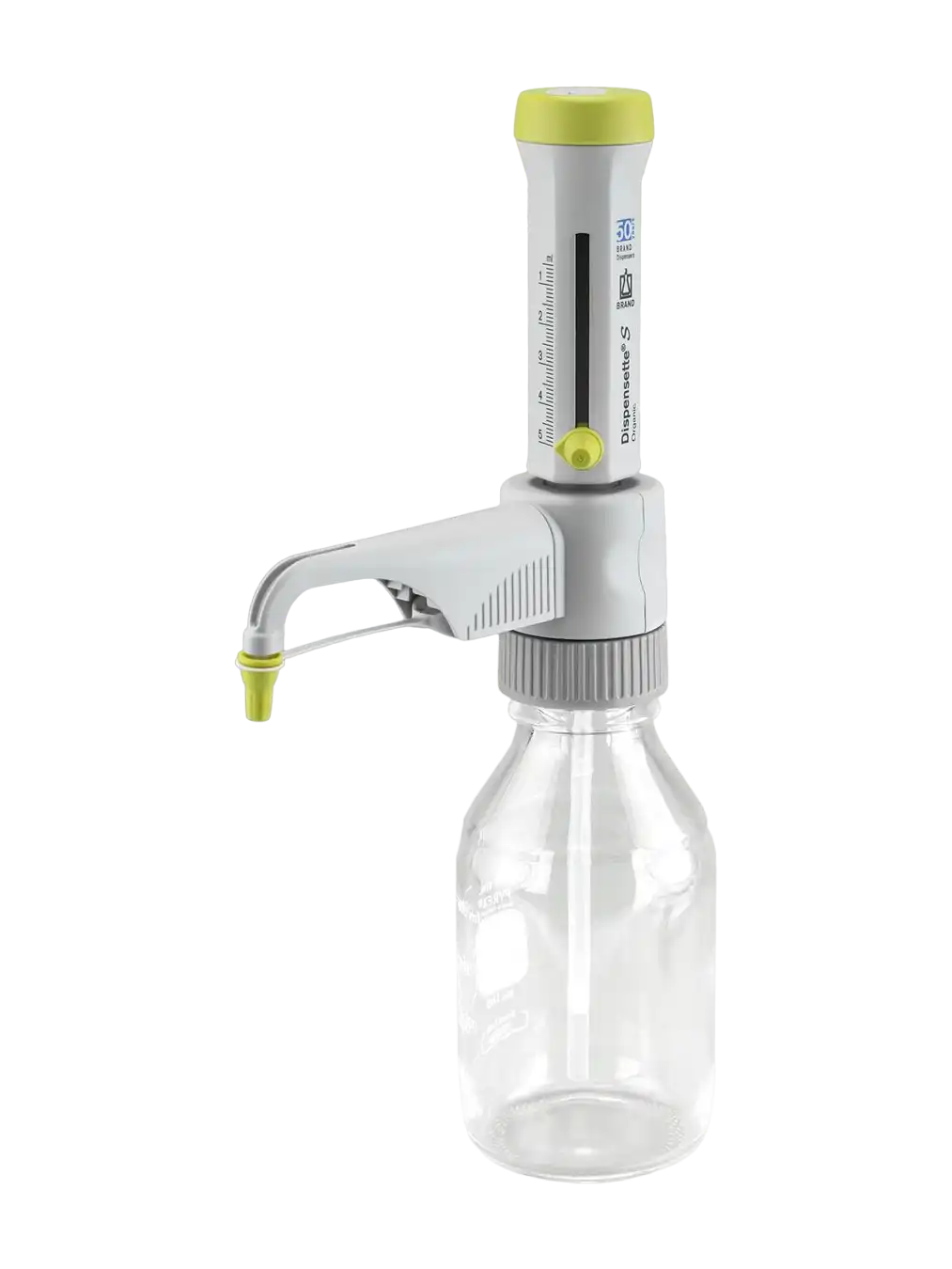 Bottle-Top Dispenser, Dispensette® S Organic, W/O Valve 0,5-5 ml Adjustable Volume (Analog), 0,025 ml Accuracy, 0,1 ml Subdivision