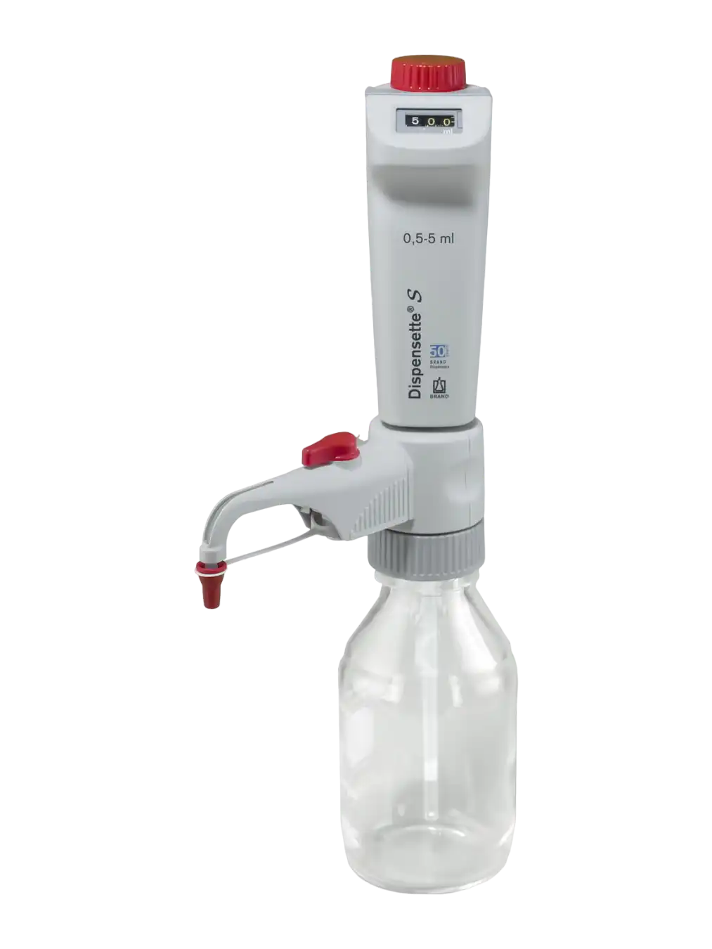 Bottle-Top Dispenser, Dispensette® S, With Recirculation Valve 0,1-1 ml Adjustable Volume (Digital), 0,006 ml Accuracy, 0,005 ml Subdivision