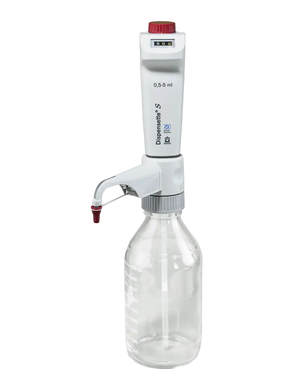 Bottle-Top Dispenser, Dispensette® S, W/O Valve 5-50 ml Adjustable Volume (Digital), 0,25 ml Accuracy, 0,2 ml Subdivision