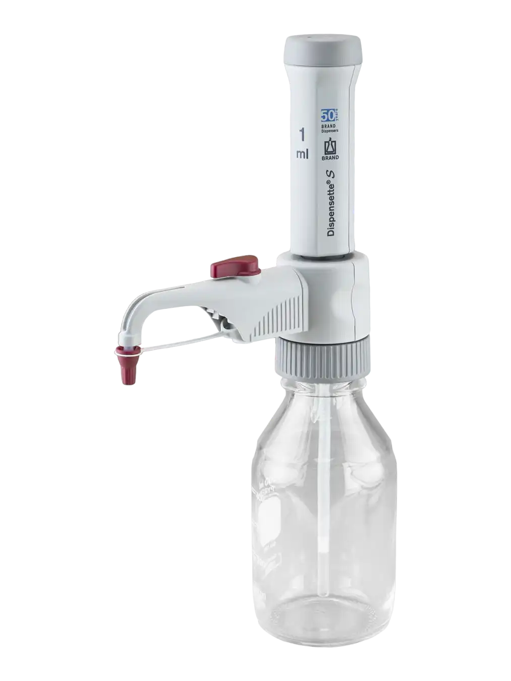 Bottle-Top Dispenser, Dispensette® S, With Recirculation Valve 1 ml Fixed Volume, 0,006 ml Accuracy