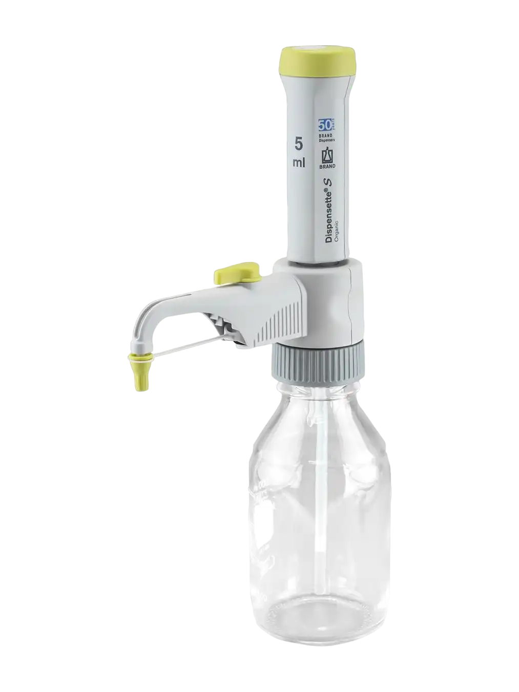 Bottle-Top Dispenser, Dispensette® S Organic, With Recirculation Valve 5 ml Fixed Volume, 0,025 ml Accuracy