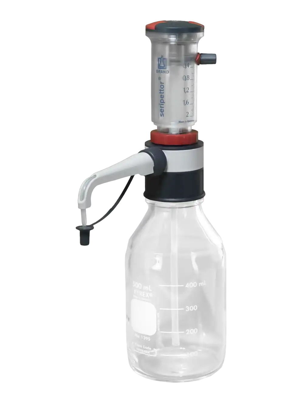 Bottle-Top Dispenser, Seripettor®, W/O Valve 1-10 ml Adjustable Volume (Analog), 0,12 ml Accuracy, 0,2 ml Subdivision
