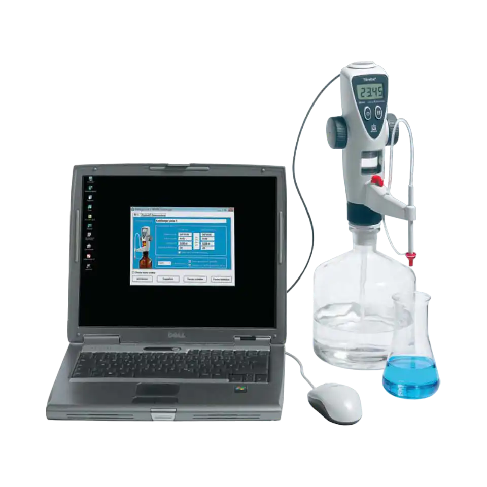 Bottle-Top Burette (Titrator), Titrette®, Digital, With Recirculation Valve 10 ml Capacity, 0,01 ml Accuracy, with RS 232 PC Interface