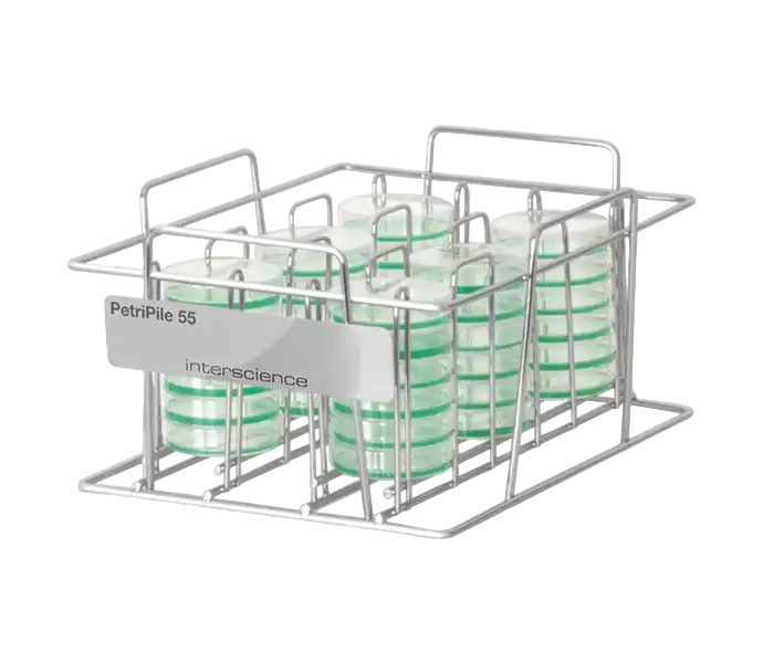 Petri Dish Storage Stack, PetriPile® 55, Stainless Steel, Autoclavable, for 36 Petri Dishes with 55 mm Diameter