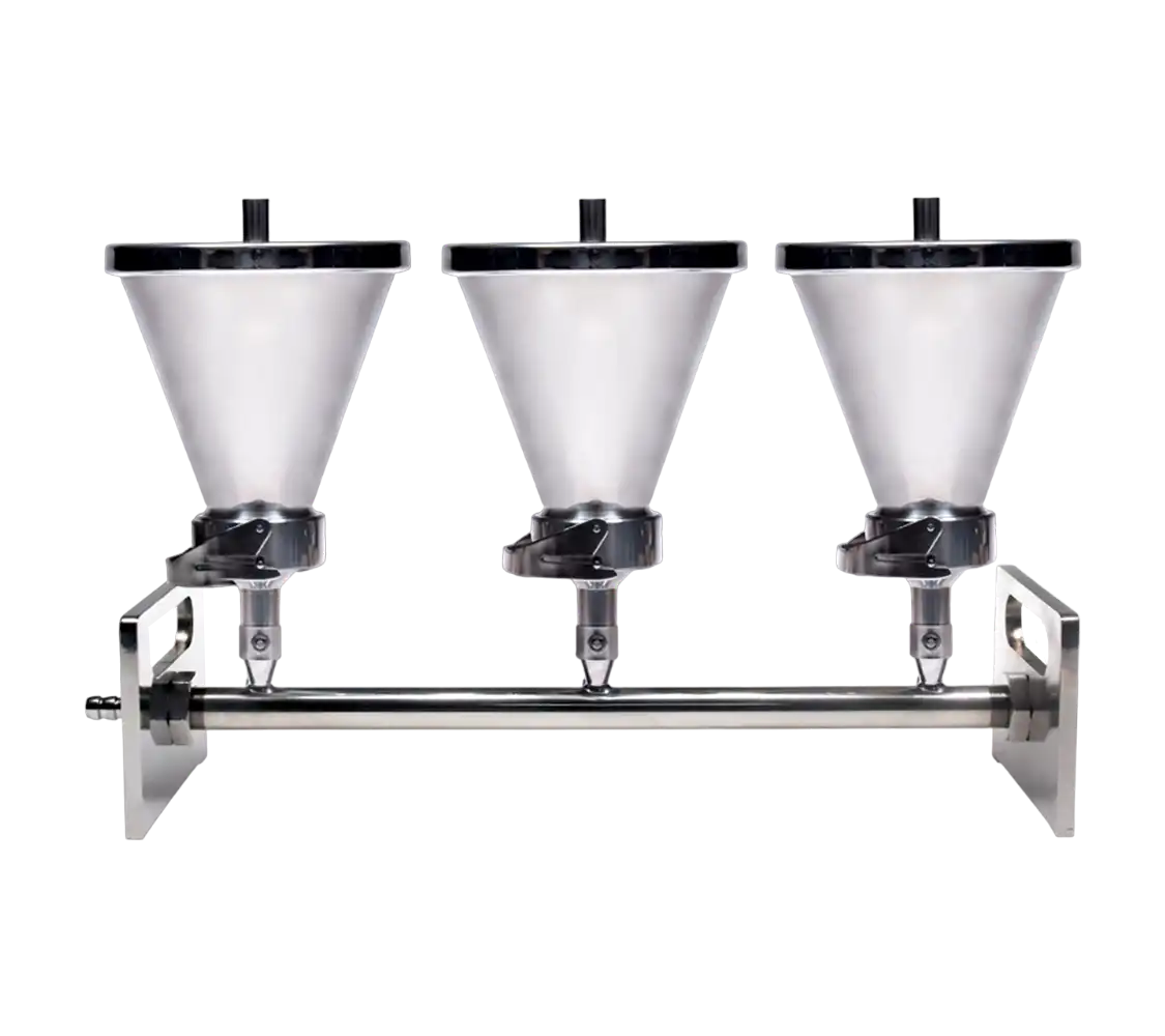 Vacuum Manifold Assembly, Stainless Steel, Conical Filtration Funnel with 3 Stations, 450 x 140 x 250 mm Dimensions, 500 ml Volume