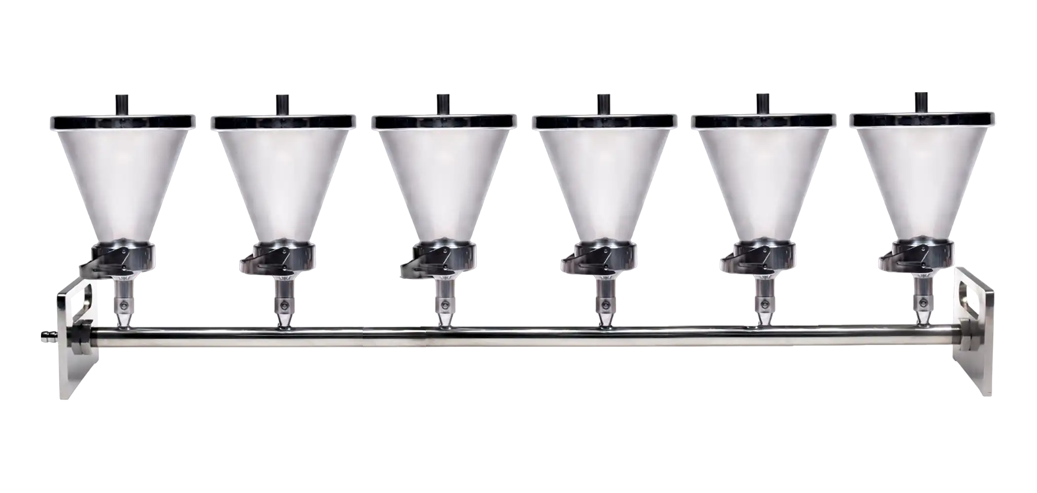 Vacuum Manifold Assembly, Stainless Steel, Conical Filtration Funnel with 6 Stations, 870 x 140 x 250 mm Dimensions, 500 ml Volume