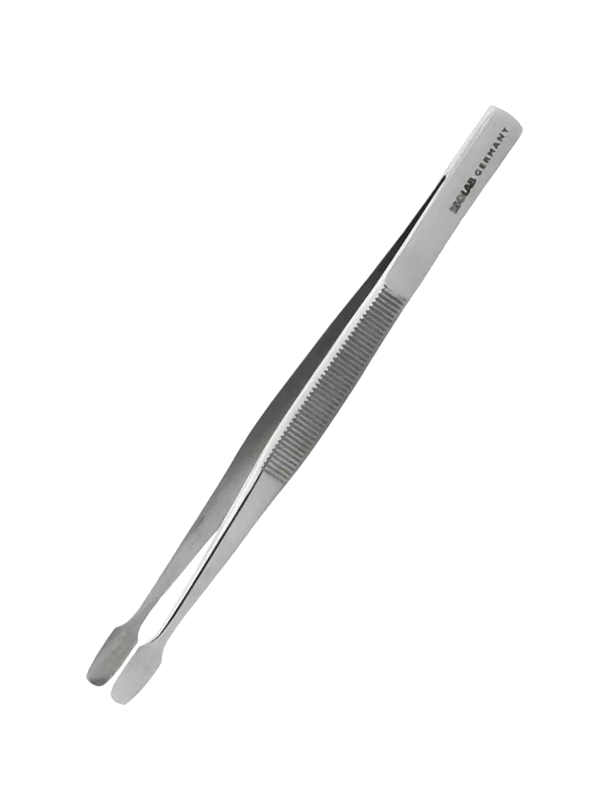 Forcep, Stainless Steel, for Cover Glasses, Straight-Thick Tip, 105 mm Length