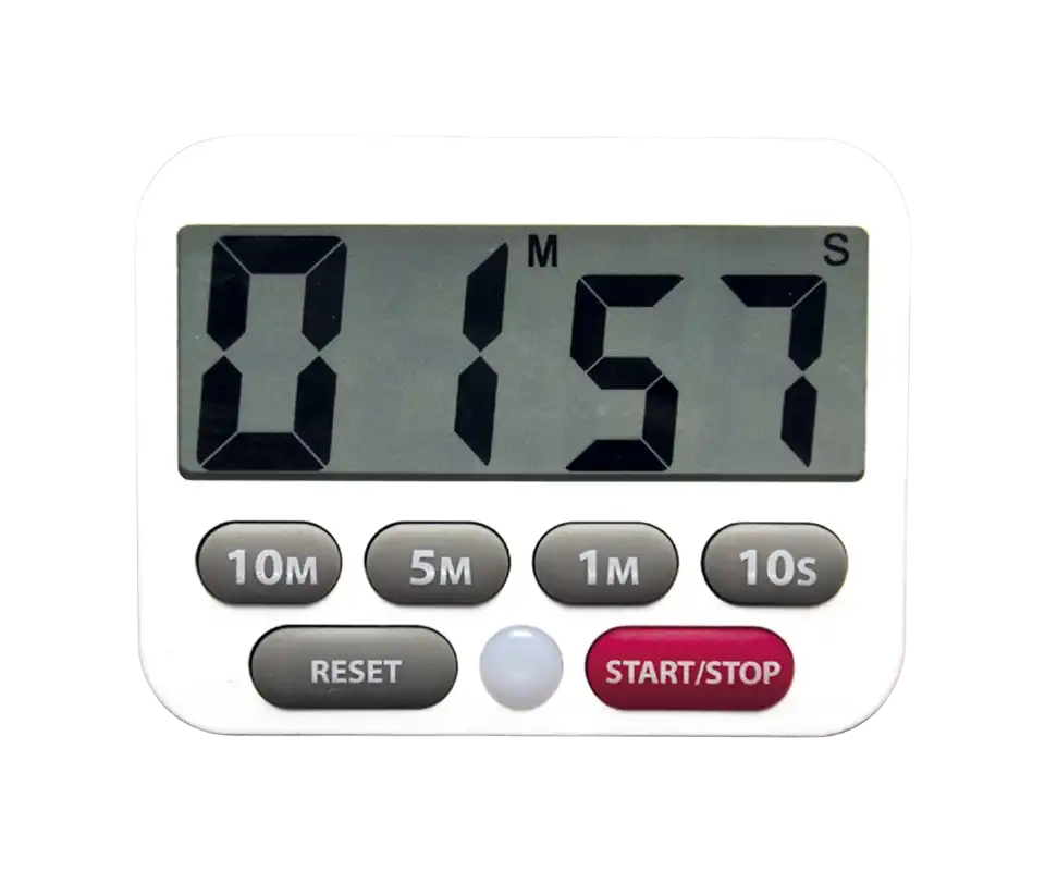 Timer, Digital, Desk-top Type, 70 x 90 mm Dimensions, 30 x 80 mm LCD Display, Wall Mounted and with 2 Magnets for Metal Surfaces, 10 Sec./1 Min./5 Min./10 Min. Seçimli