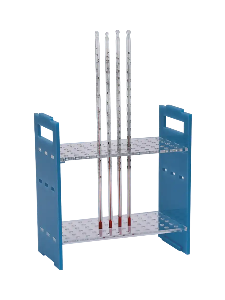 Stand, Acrylic, for NMR Tubes or Glass Thermometers, Adjustable Height, 72 Well, 210 x 110 x 220 mm Dimensions