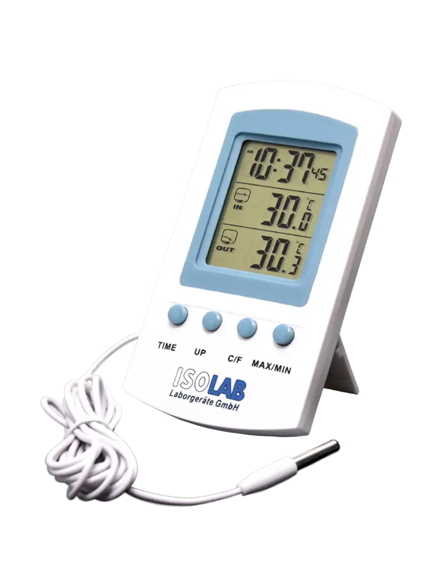 Thermometer, Digital, Desk-top Type, 135 x 75 x 19 mm Dimensions, 51 x 41 mm LCD Display (-20+50°C)