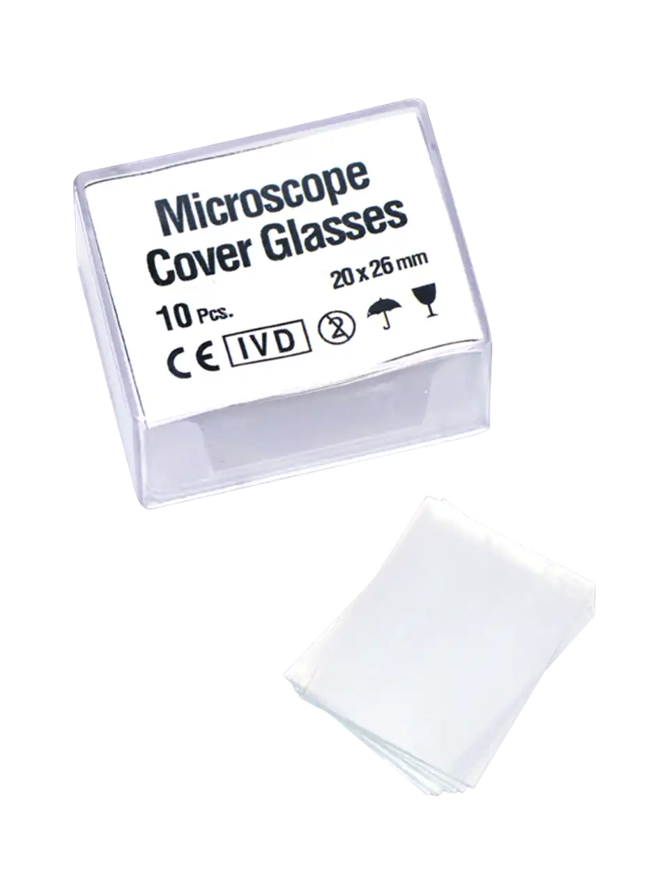 Cover Glasses, Optical Glass, for Blood Counting Chamber, Ground Edges, 0,4 mm Thickness, 20 x 26 mm Dimensions, 100 pcs/box