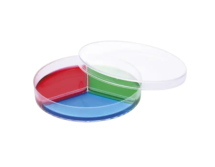 Petri Dishes, P.S, 90 mm Diameter, 17 mm Height, 3 Section, Aseptic Sterile, 500 pcs/pack