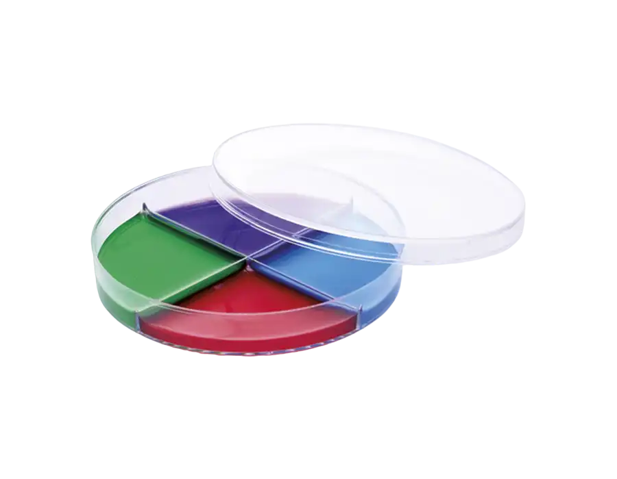 Petri Dishes, P.S, 90 mm Diameter, 17 mm Height, 4 Section, Aseptic Sterile, 500 pcs/pack