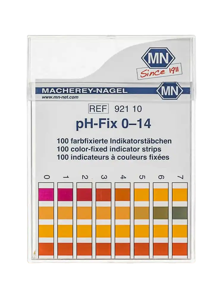 pH Indicator Strips, 0,0-14,0 pH, 6 x 80 mm, M&Nagel, 100 strips/pack