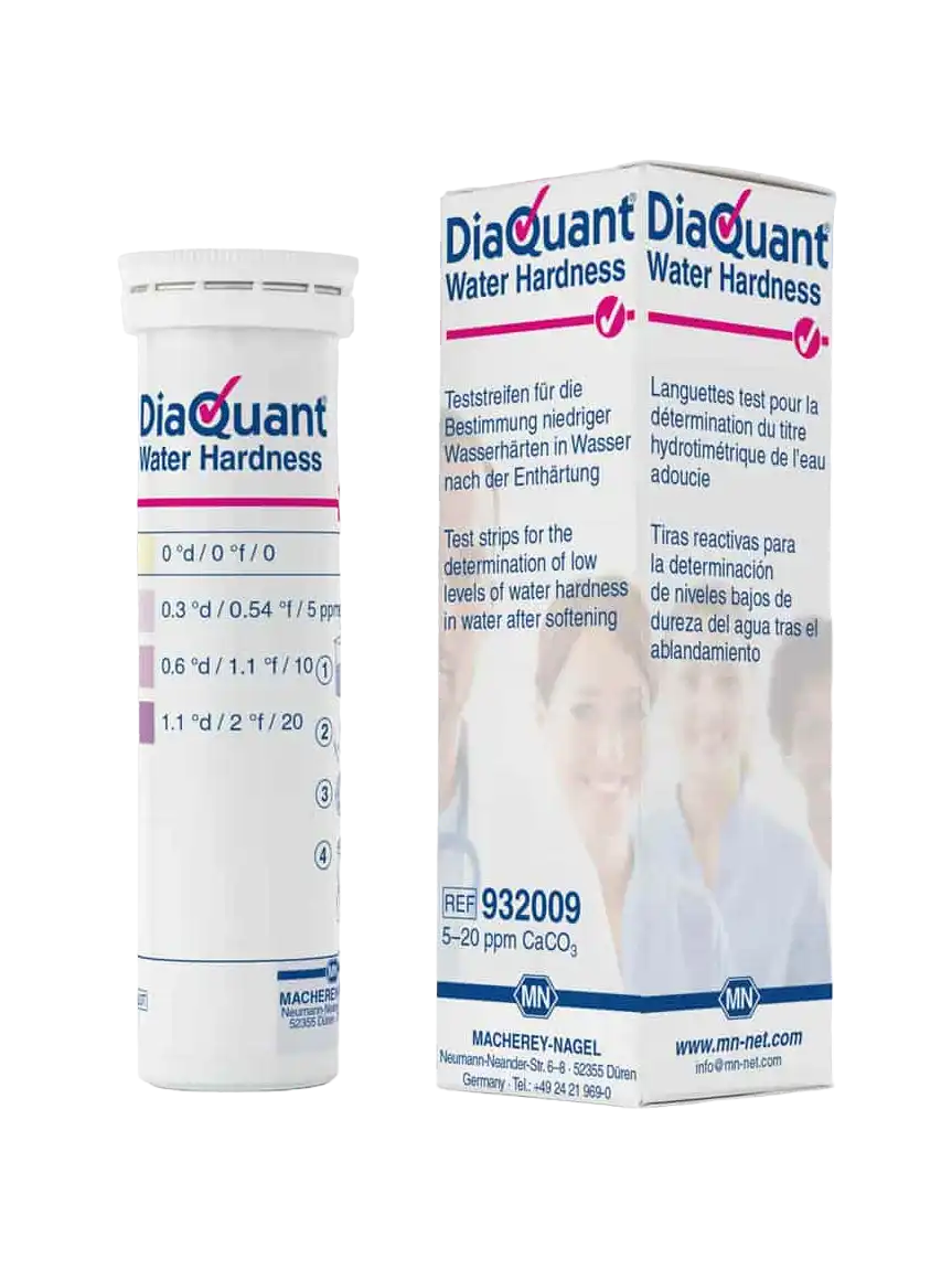 Water Hardness Test Strips, Diaquant, 0-5-10-20 ppm CaCO₃, 6 x 95 mm, M&Nagel, 50 strips/pack