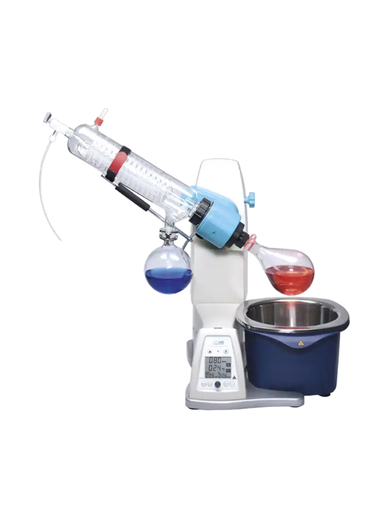 Rotary Evaporator, Vertical Type, 20-280 RPM, Ambient +5 … 180°C, LCD Display, Motorised Quick-Action Lift, 5 L Tank Volume