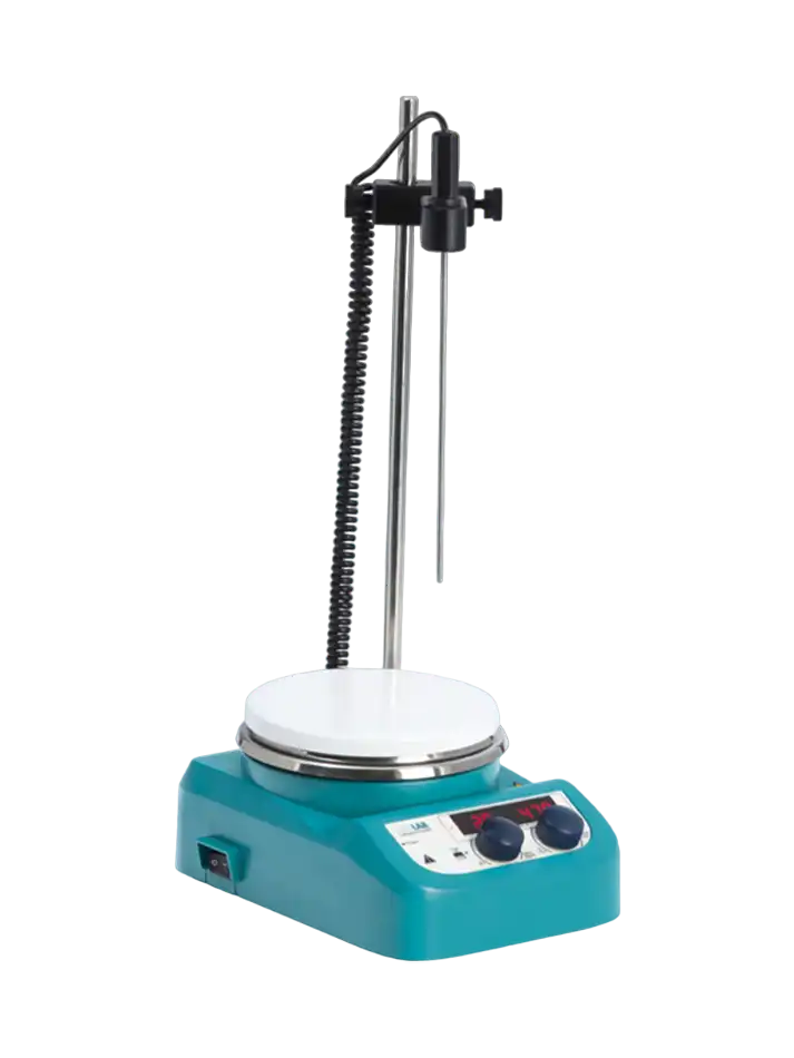 Magnetic Stirrer, with Hot Plate, 3 L Stirring Capacity, 280°C, 200-1500 RPM, PT1000 Temperature Sensor (± 0,2°C), LED Display