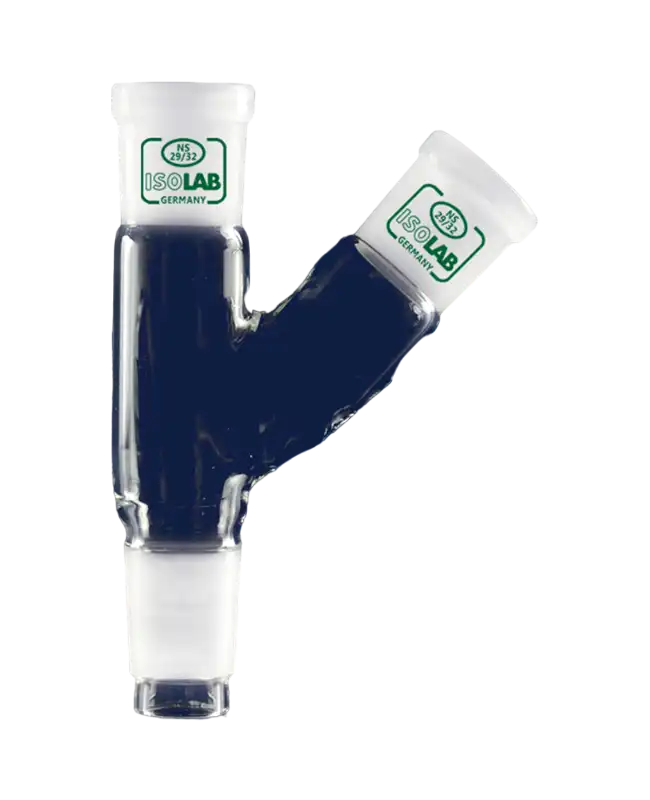 Adapter, Borosilicate Glass, 45° Upwards Angled, 2 Necks, Female and Male Joints: NS 19/26, Upwards Angled Female Joint: NS 19/26