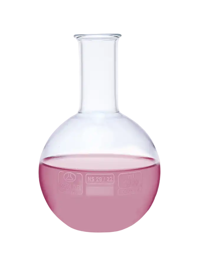 Flask, Borosilicate Glass, Clear, Flat Bottom, White Scale, W/O Joint, 50 ml Volume