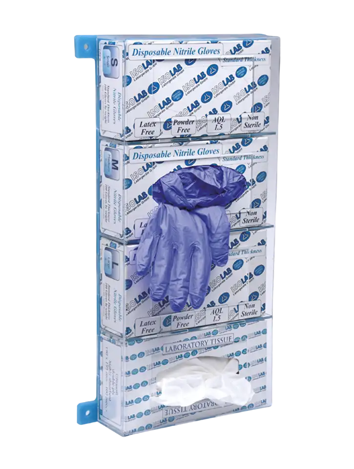 Dispenser Box, Acrylic, 4 Compartments, For Standard Thick Gloves, 215 x 70 x 465 mm Dimensions