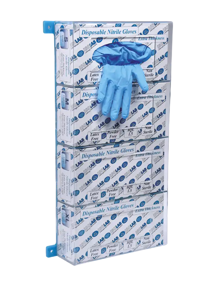 Dispenser Box, Acrylic, 4 Compartments, for Extra Thick Gloves, 260 x 85 x 525 mm Dimensions