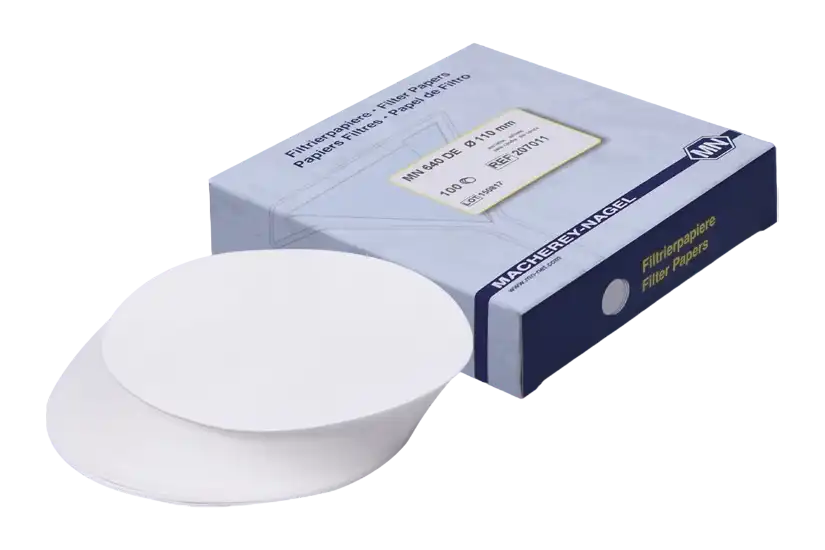 Qualitative Filter Paper, M&Nagel, Blue Ribbon, Slow Filtration Speed, Plain Discs, 110 mm Diameter, 100 pcs/pack