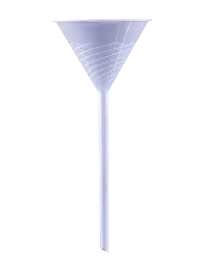 Funnel, P.P, Analytical (Long Stem), Helicoid Ribs, 60° Angled Body, 80 mm Diameter