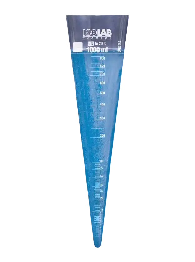 Imhoff (Sedimentation) Cone, Borosilicate Glass, W/O Stopcock, White Scale, 1000 ml Volume