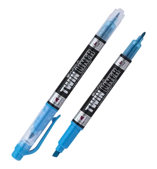 Pen, for Marking, Double Tip, Fine Tip with 0,9 mm Stroke and Medium Tip with 2,7 mm Stroke, Set of Different Colors, 5 pcs/pack