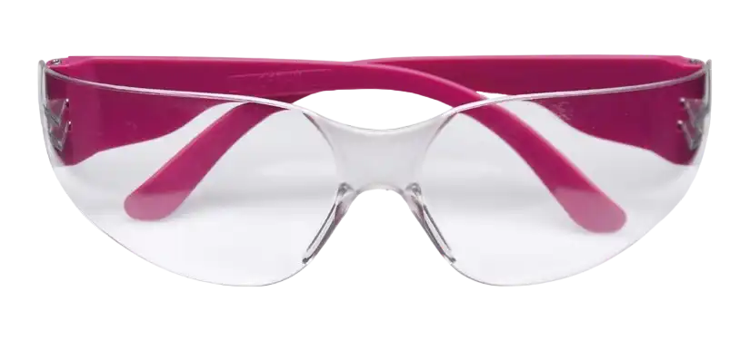 Safety Spectacles, Clear Polycarbonate Glass, Sporty Design, 100% UV Protection, Fixed Ruby Temple