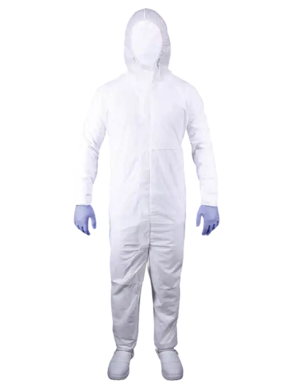 Protector Suit (Security Level 5/6), HDAP Fabric, Medium Size (M), White, Auto-lock Zipper, W/O Pockets and with Hood