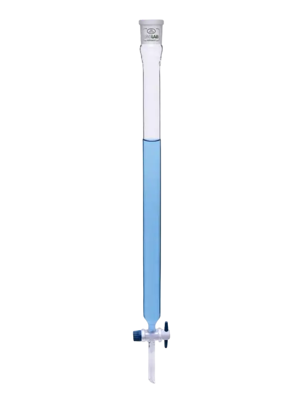 Chromotography Column, Borosilicate Glass, W/O Filter, with PTFE Stopcock, 400 mm Effective Length, 20 mm Internal Diameter, NS 29/32 Female Joint