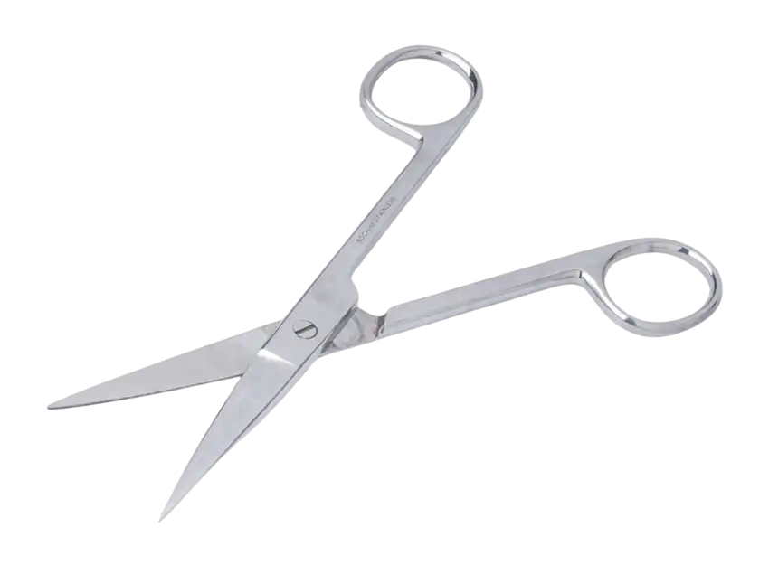 Scissors, Stainless Steel, General Use, Sharp/Straight Tips, 130 mm Total Length