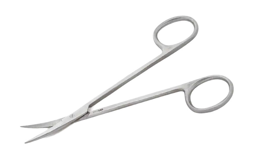 Scissors, Stainless Steel, Dissecting Use, Sharp/Curved Tips, 130 mm Total Length