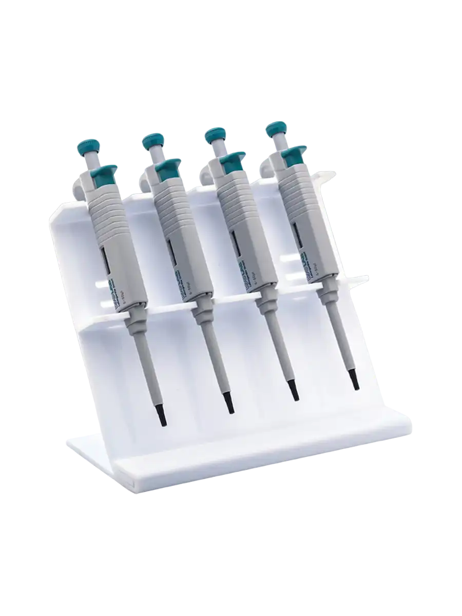 Mikropipet (Otomatik Pipet) Standı, Akrilik, Ayarlanabilir, 4 Tek Kanallı Pipet İçin, 130 x 260 x 220 mm Ebatlar