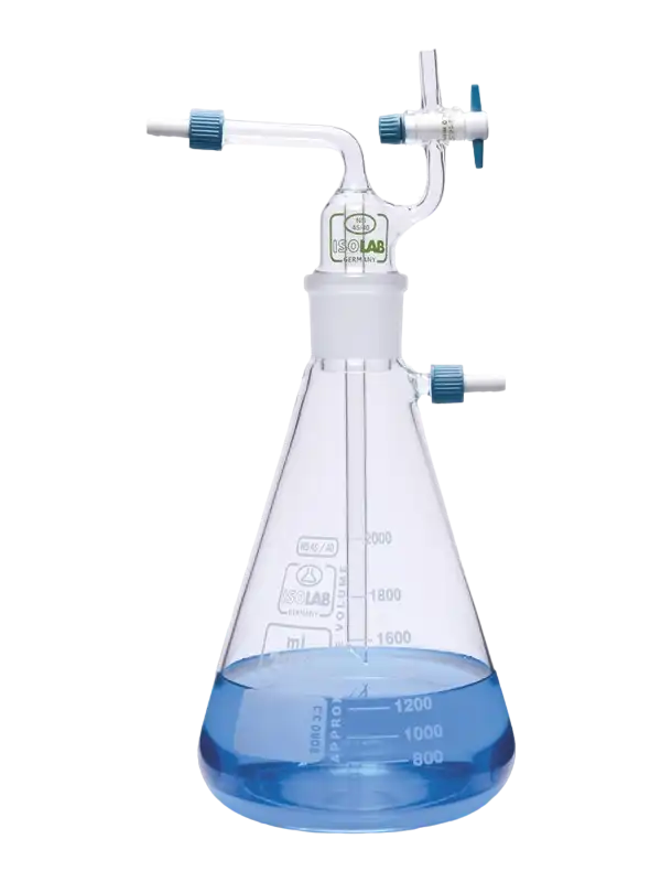 Filter Flask, Borosilicate Glass, for Vacuum Systems, with 3 P.P Side Arms (GL 14) for 6-10 mm Bore Size Tubings, 2000 ml Volume