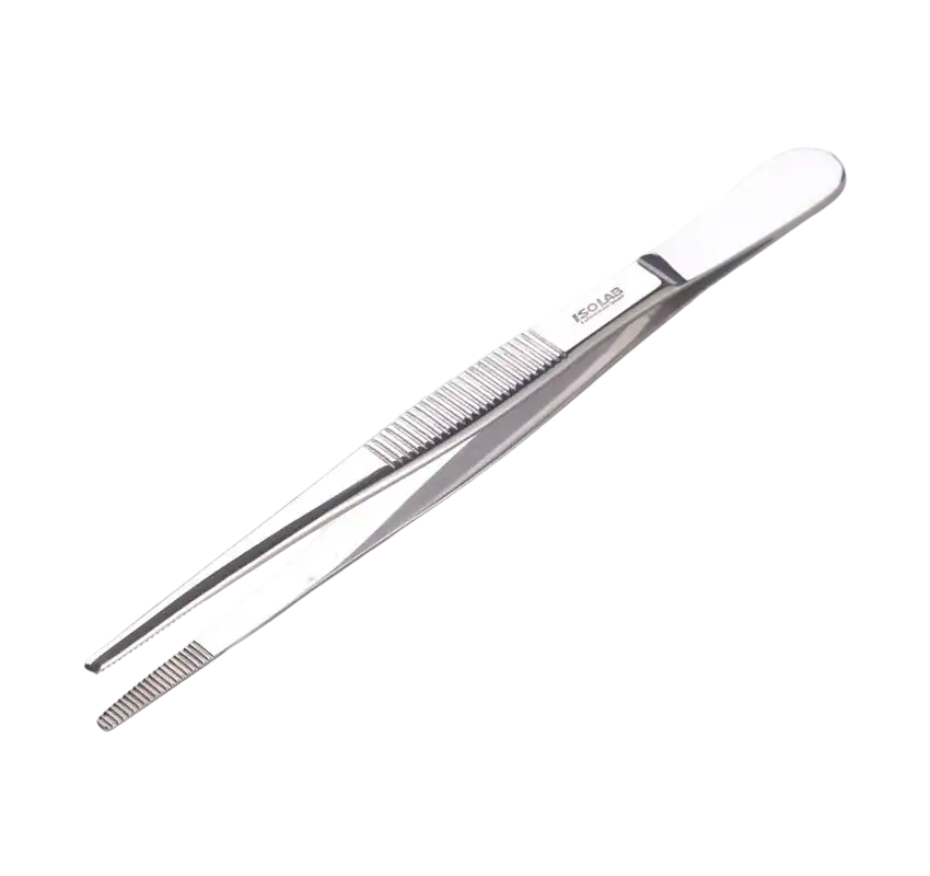 Forcep, Stainless Steel, for General Use, Flat-Round-Serrated Tip, 105 mm Length