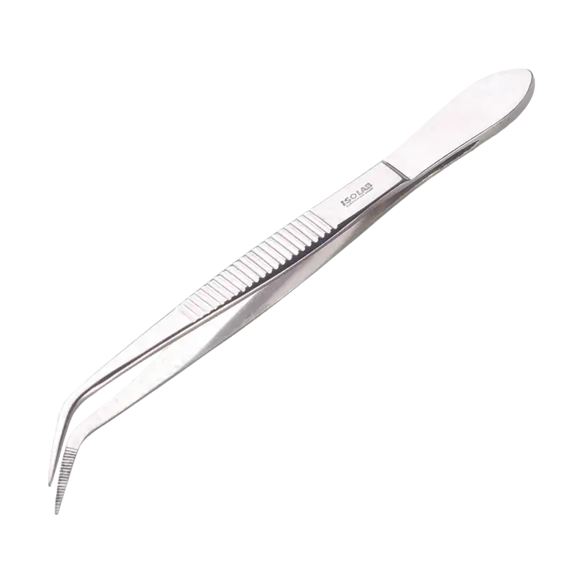 Forcep, Stainless Steel, Dissecting Use, Curved-Sharp-Serrated Tip, 105 mm Length