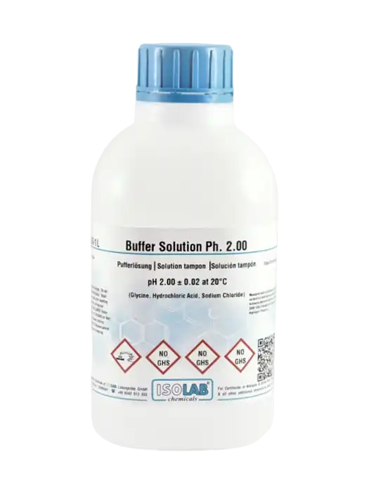 pH Buffer Calibration Standard Solution, pH 2.00, ±0.02 at 20°C (Glycine, Hydrochloric Acid, Sodium Chloride) - 1000 ml