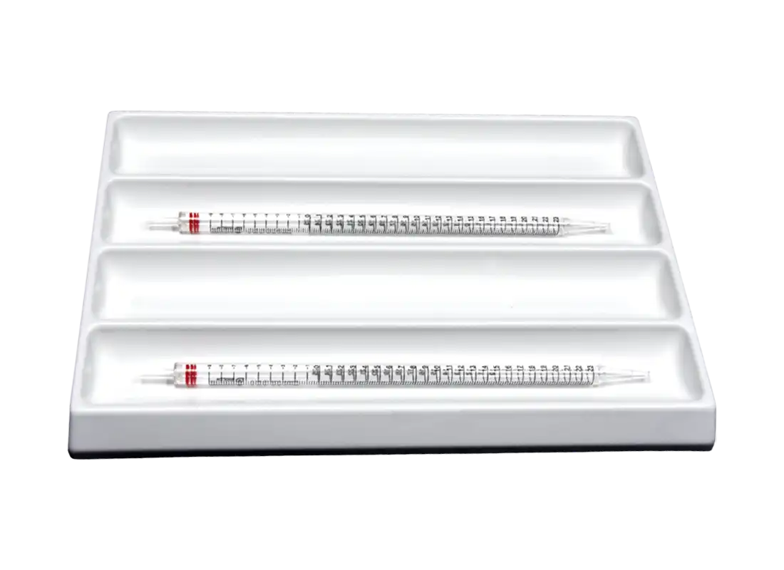Pipette Tray, P.S, for 1-2-5-10 ml Volume Pipettes, 4 Compartments, 423 x 300 x 30 mm Dimensions