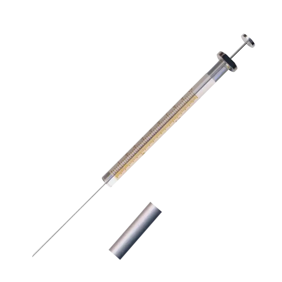 Syringe, Borosilicate Glass Body, Stainless Steel Piston, Fixed Needle, Needle Serie FN, Needle Type B, 5 μl Volume