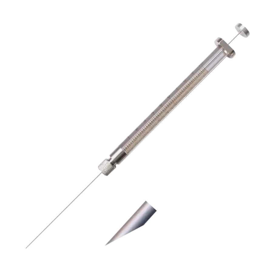 Syringe, Borosilicate Glass Body, Stainless Steel Piston, Removable Needle, Needle Serie RN, Needle Type A, 5 μl Volume