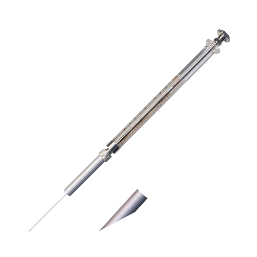 Syringe, Borosilicate Glass Body, Stainless Steel Piston, 0 Dead Volume, Needle Serie T, Needle Type A, 0,5 μl Volume