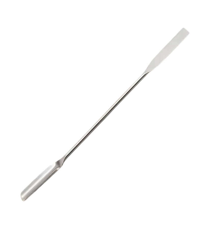 Spatula, Stainless Steel, Grooved Spoon at One End, Flat/Straight Spatula at the Other End, 150 mm Length