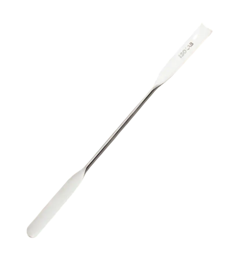 Spatula, Stainless Steel, Flat/Round Spatula at One End, Flat/Straight Spatula at the Other End, 130 mm Length