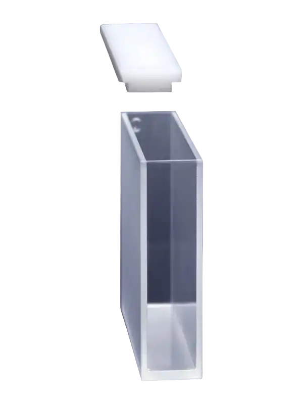 Spectrophotometer Cuvette, ES Quartz, Macro, with PTFE Cap, 190-2500 nm Wavelength, 50 mm Light Path, 12,5 x 52,5 x 45 mm, 17,5 ml Volume