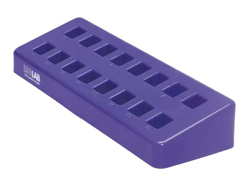 Spectrophotometer Cuvette Stand, P.P, 16 Cuvettes with 10 mm Width, 210 x 70 x 35 mm Dimensions, Purple