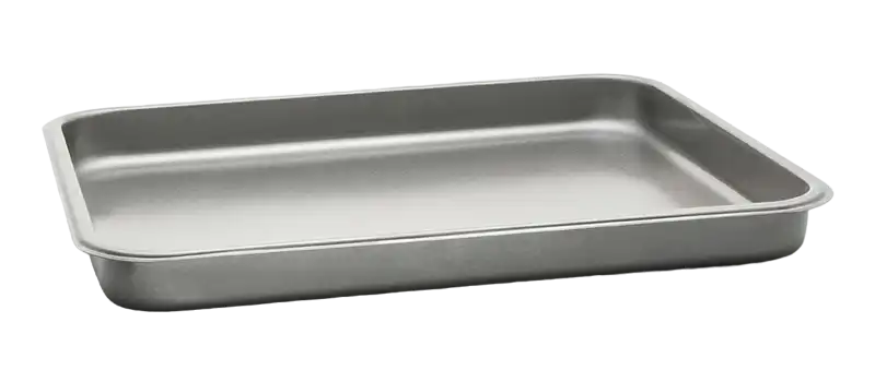 Trays, Stainless Steel, 400 x 500 mm Base Dimensions, 50 mm Height, 10 L Volume