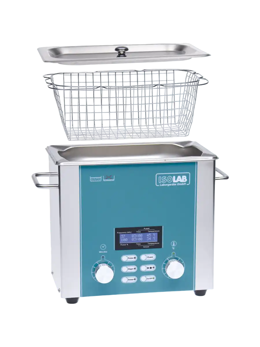Ultrasonic Cleaner, DEGASS Function, 80°C Max. Heating, 40 kHz Frequency, 1-60 Min. Time Control, Lid and Basket Included, W/O Valve 3 L Volume, LED Display